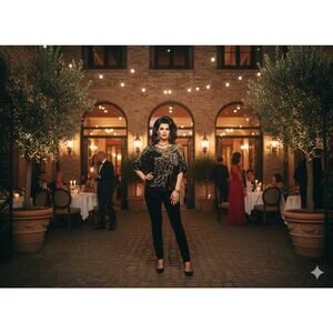 Rare Vintage Jean for Joseph Le Bon Silk Sequin Top Mob Wife 80's Blouse M